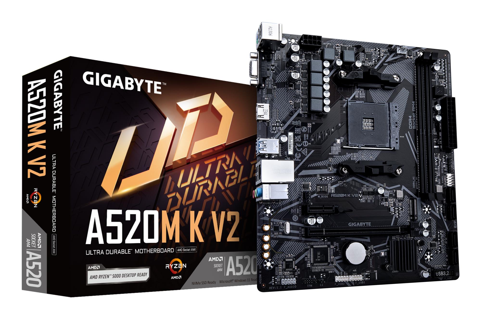 Mainboard|GIGABYTE|AMD A520|SAM4|Micro-ATX|Memory DDR4|Memory slots 2|1xPCI-Express 3
