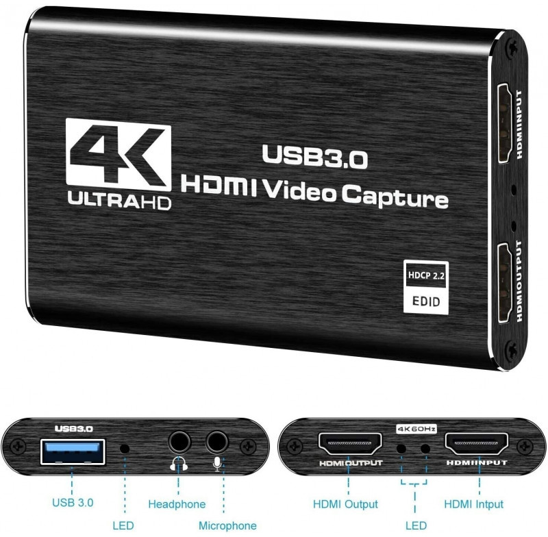 RoGer HDMI Video Capture Card 4K@60FPS