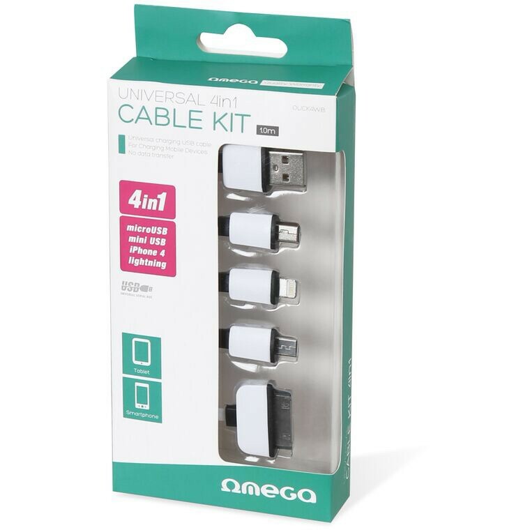 Omega cable USB - microUSB/miniUSB/Lightning/Apple 30-pin
