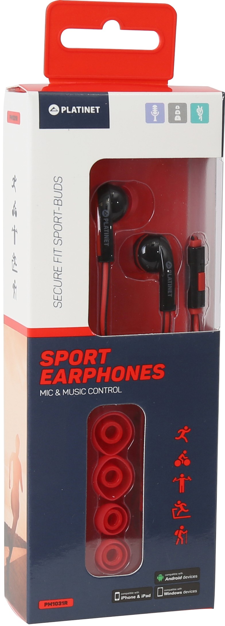 Platinet headset Sport PM1031, red (42945)