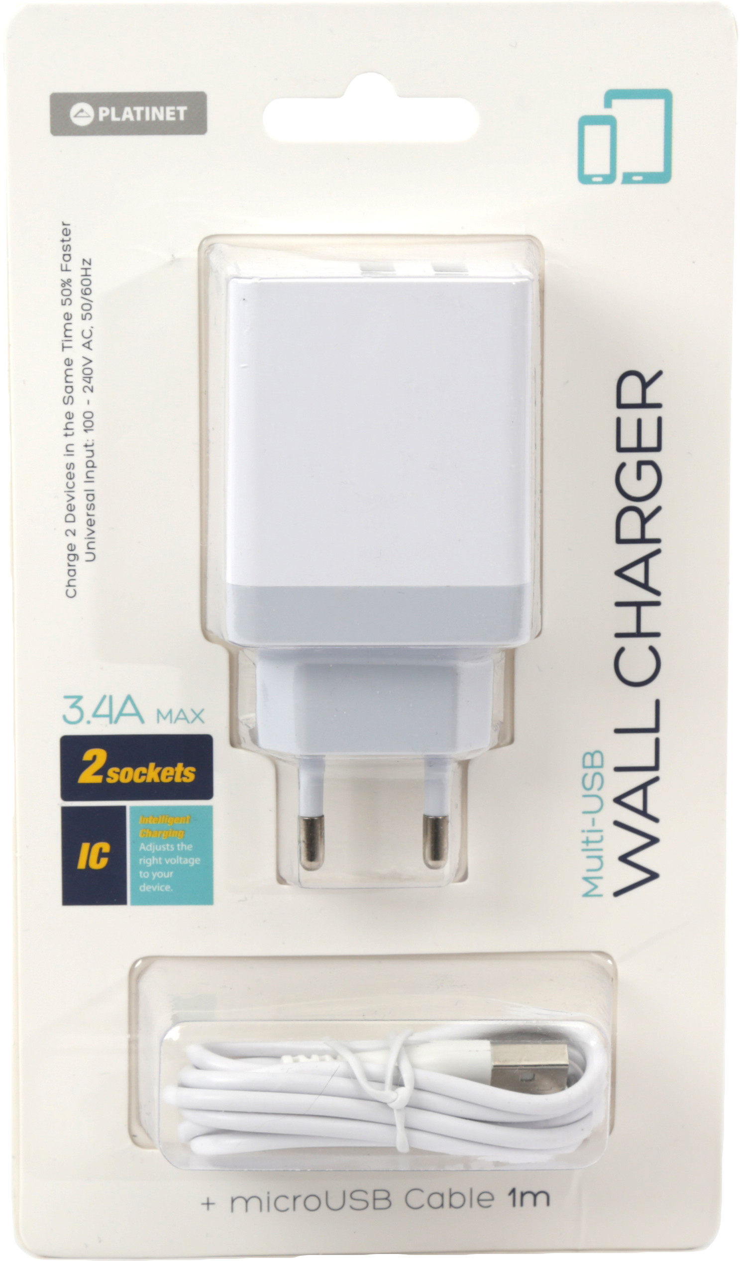 Platinet USB charger 2xUSB 3.4A