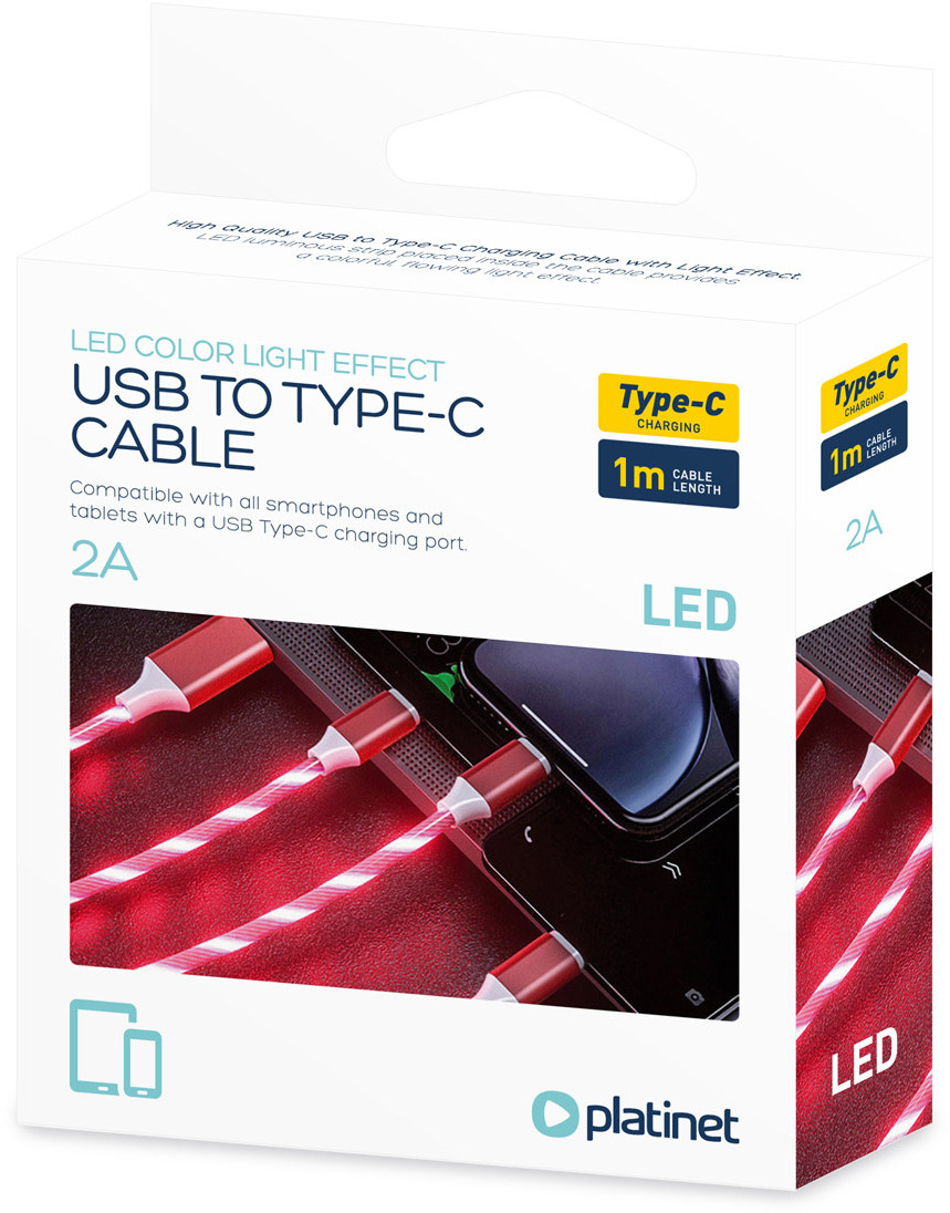 Platinet cable USB - USB-C LED