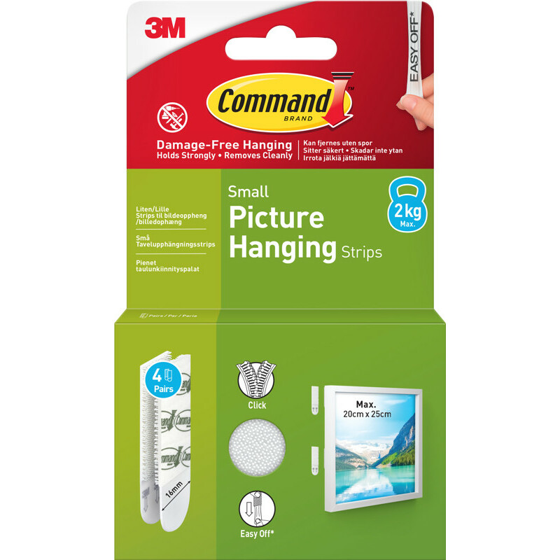 3M Command Strips Small 4pcs, white