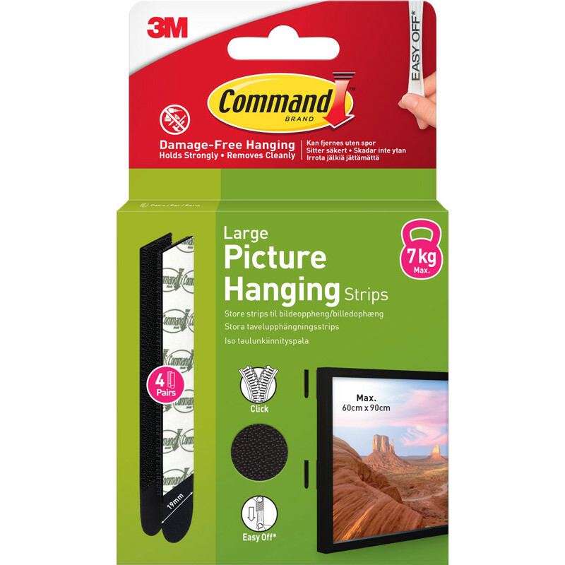 3M Command Strips Large 4pcs, black