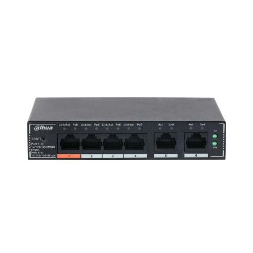 Switch|DAHUA|DH-SG4006P|Switch layer L2|6xRJ-45 ports|RJ-45 Ports Type