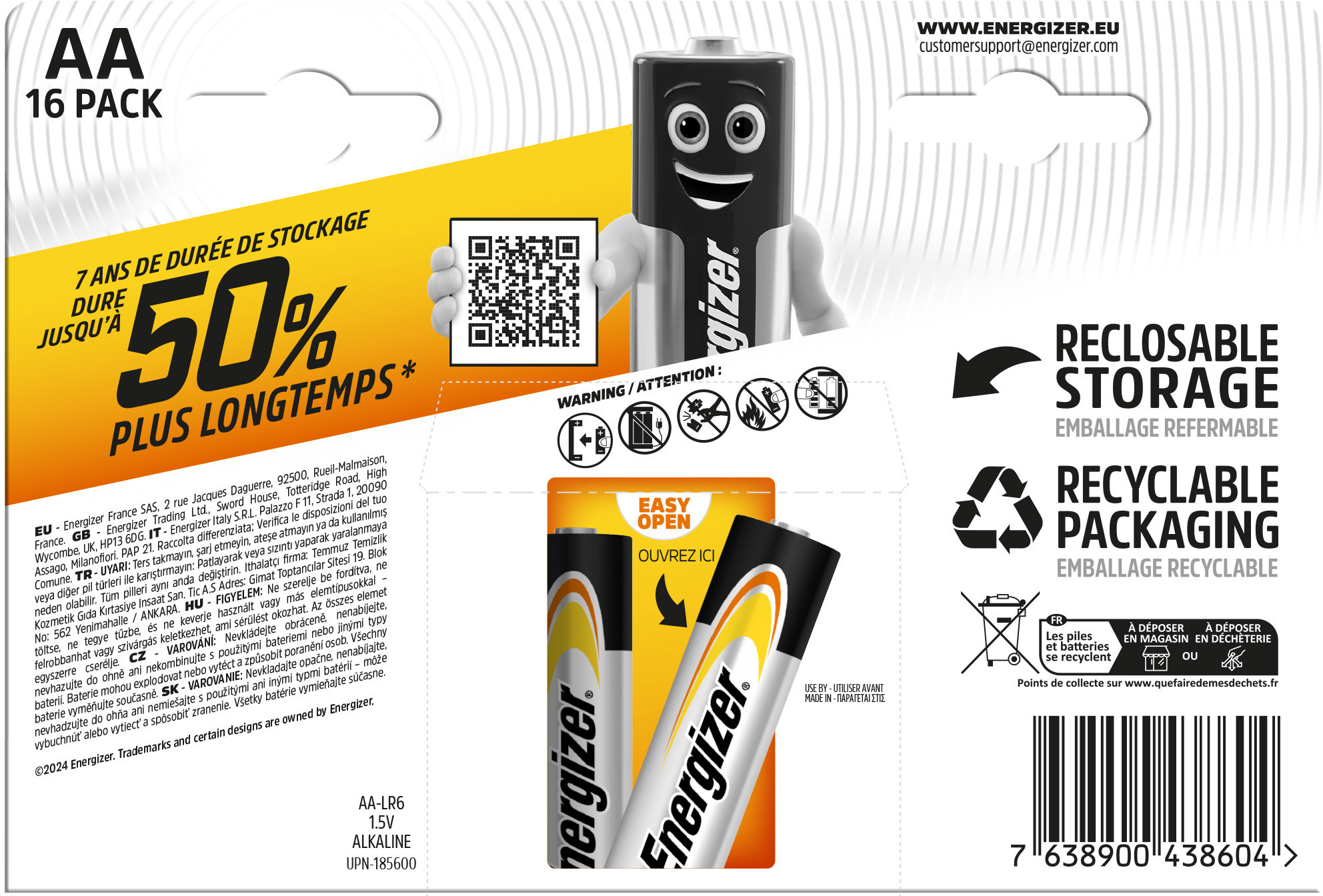 Energizer battery Alkaline Power AA/LR6 CHP16