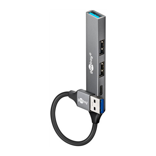 Goobay Slim 4-portowy koncentrator USB, USB-AUSB-C™/USB-A