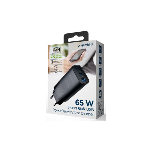 Gembird TA-UC-PDQC65-01-BK mobile device charger Universal