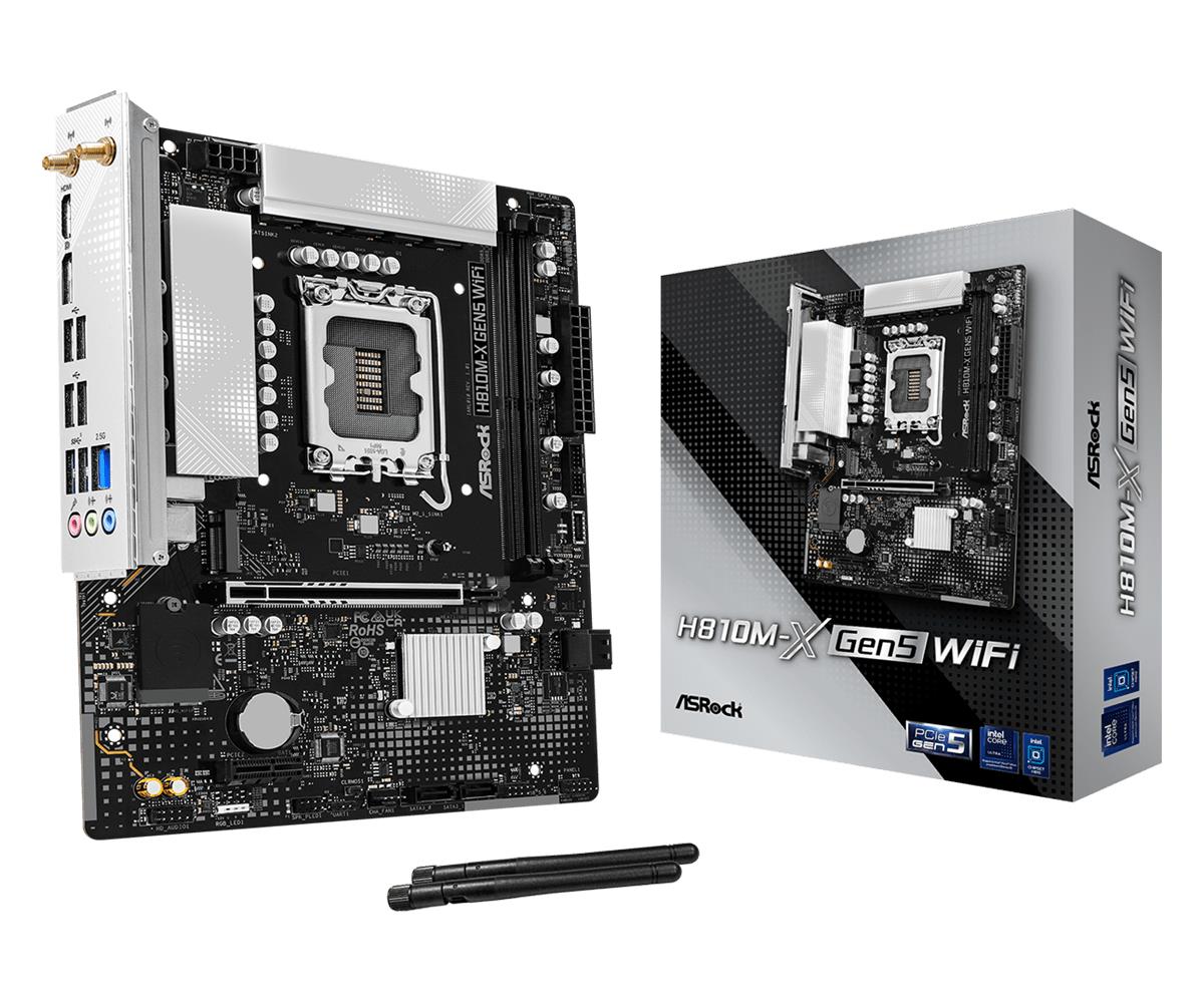 Mainboard|ASROCK|LGA 1851 (Socket V1)|RAM DDR5-SDRAM|2xSlots|H810M-XGEN5WIFI |
