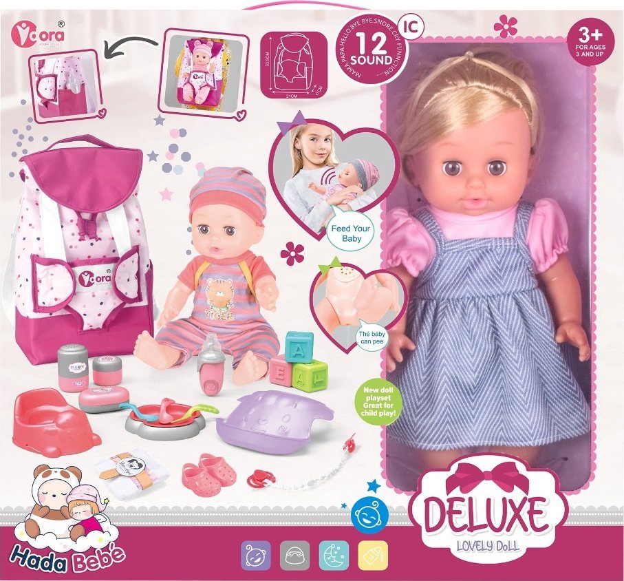 14IN DOLL BACKPACK SET WITH DRINK