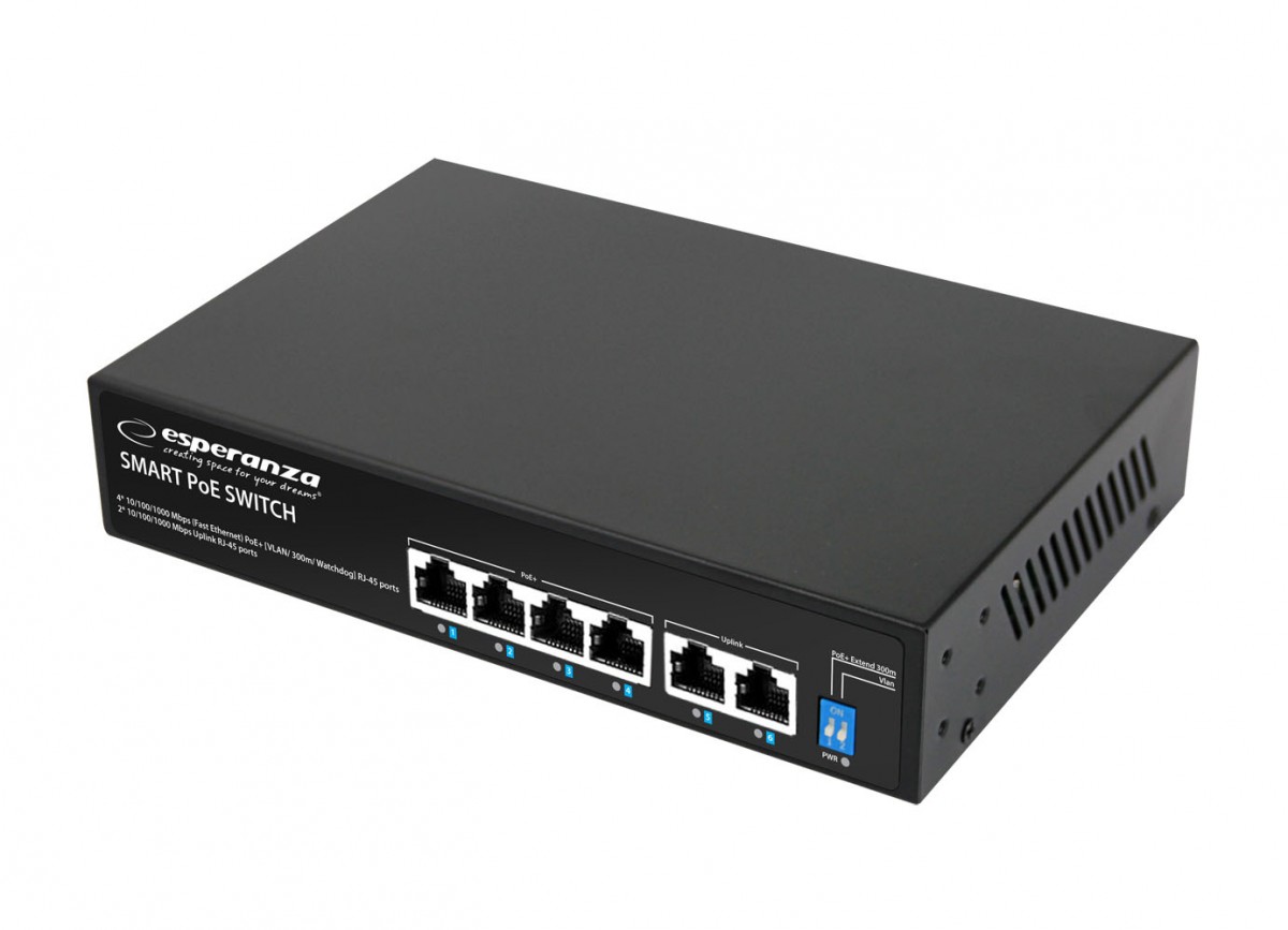 Esperanza 6-port POE switch 10/100/1000 65W