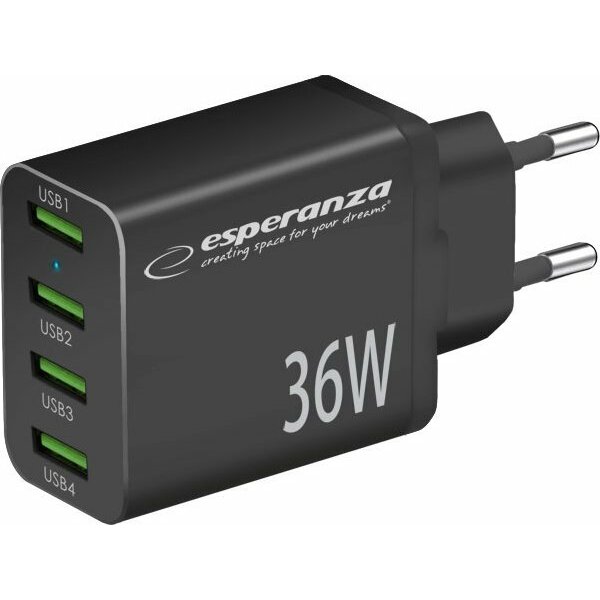 Esperanza EZC107K sieciowa 4x USB-A |