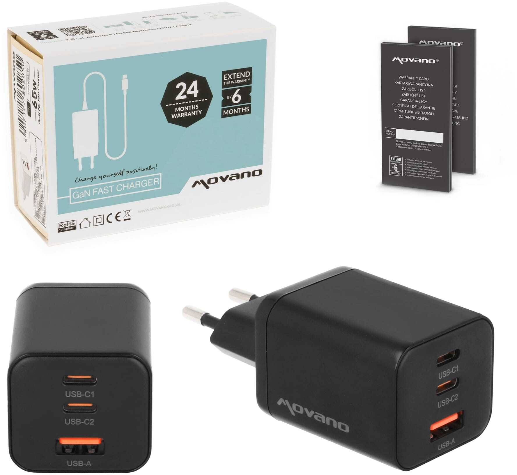 Movano GaN 65W 2x USB-C PD