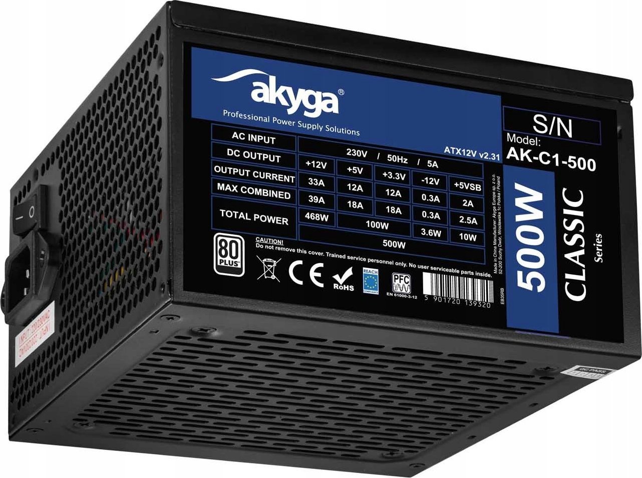 Akyga Zasilacz ATX 500W AK-C1-500 P4+4