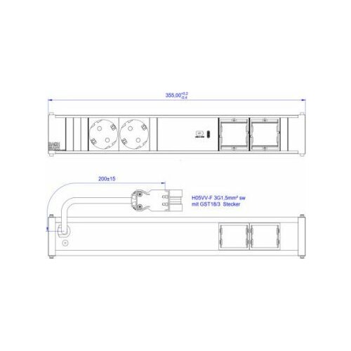 Bachmann BACHMANN CONI 2xCEE7/3 1xUSB C