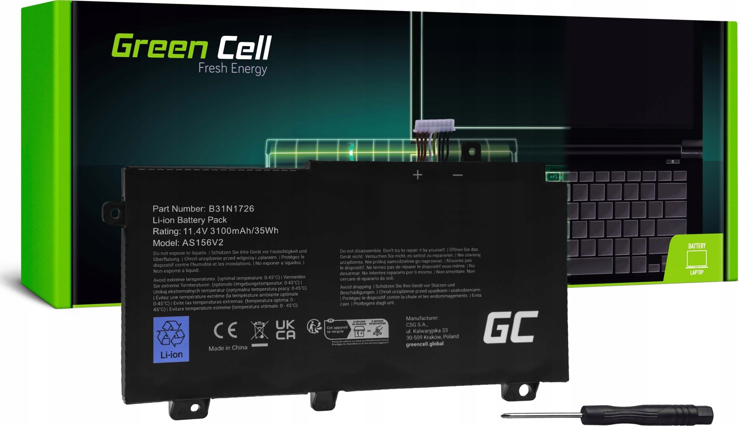 Green Cell Green Cell Battery B31N1726