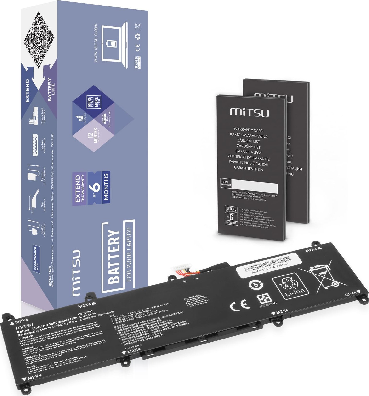 Mitsu Battery C31N1806 for Asus VivoBook