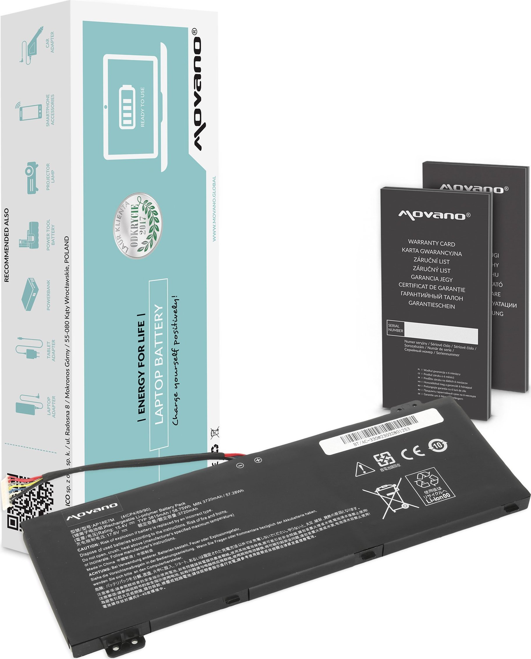 Movano  AP18E7M do Acer AN515-54 AN517-51