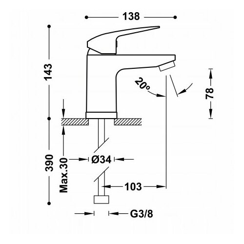 Umywalkowa Tres BASE-TRES PLUS BATERIA UMYWALKOWA
