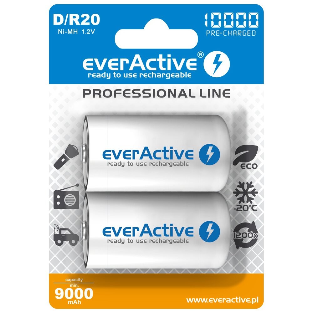 Rechargeable Batteries everActive R20/D Ni-MH 10000