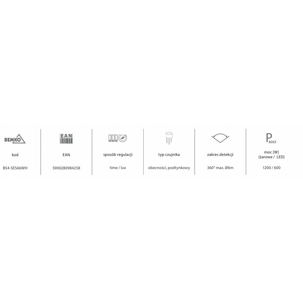Bemko  obecności 360  IP54 podtynkowy  B54-SES66WH