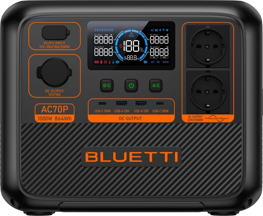 Bluetti Stacje AC70P 864 Wh |