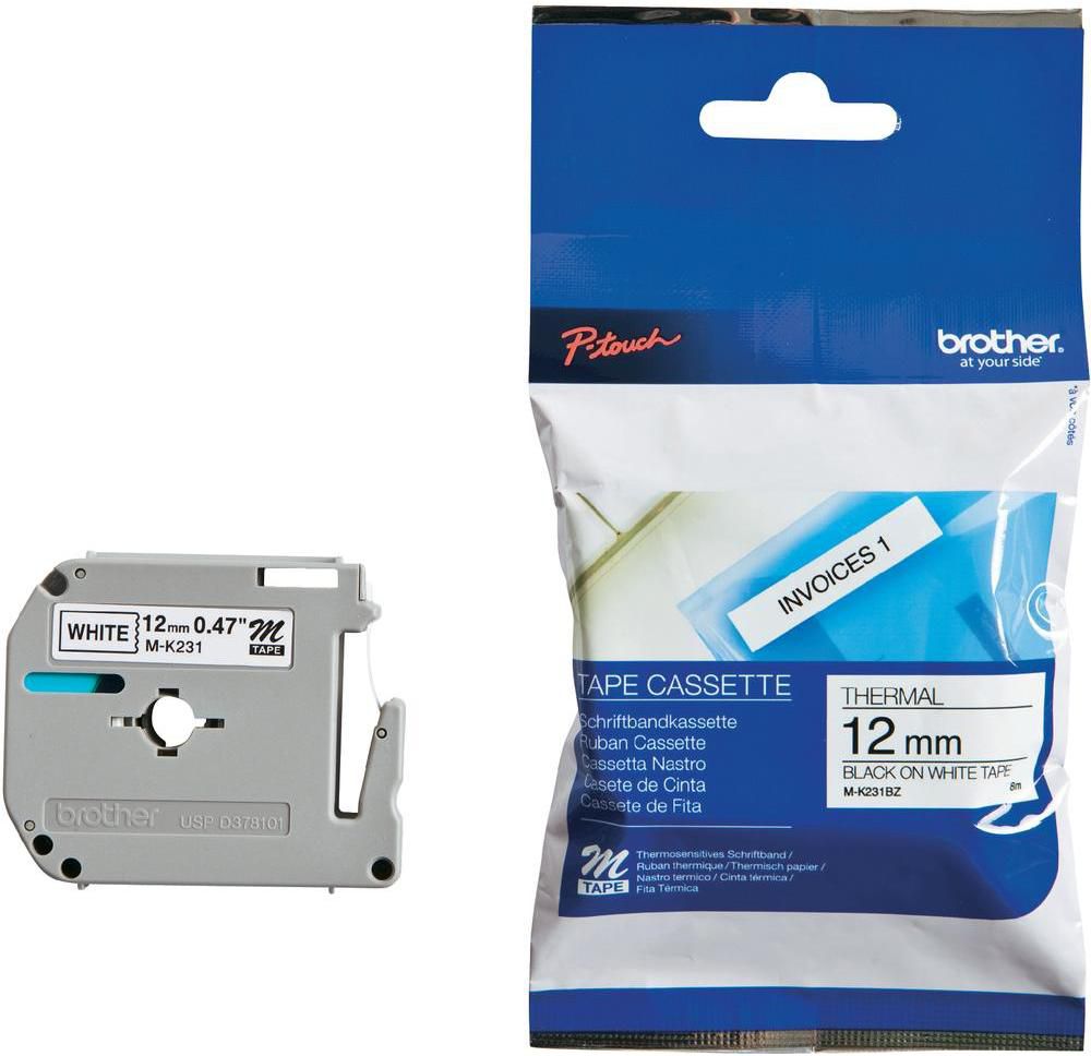 Brother Tapes MK231 12mm white/black (MK231BZ)
