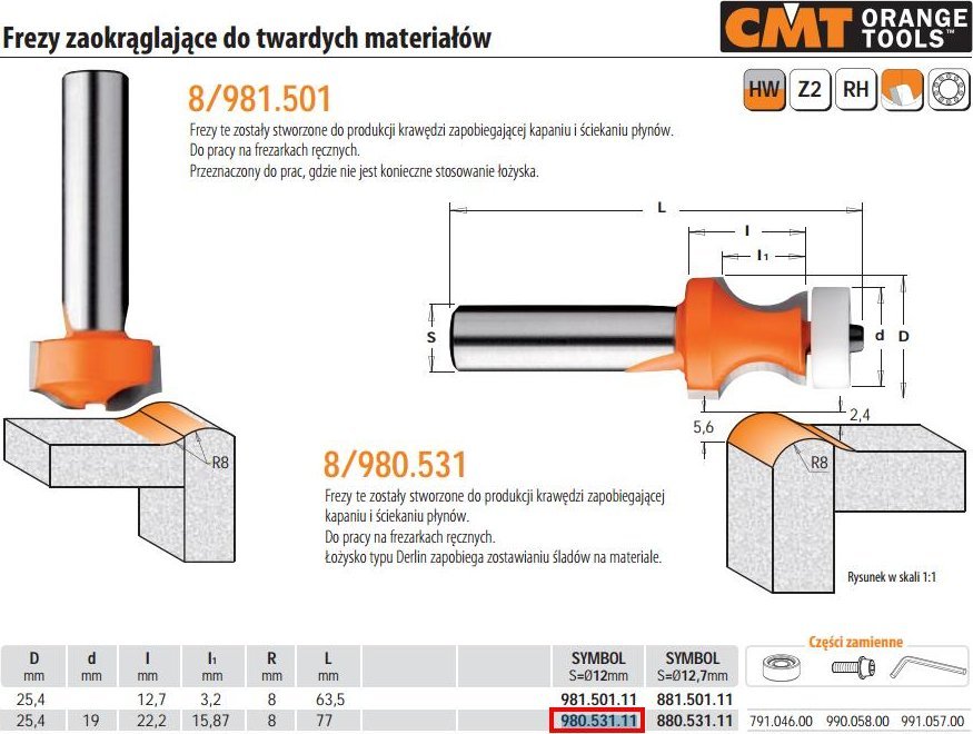 CMT CMT ZAOKRĄGLAJĄCY DO TWARDYCH  HM