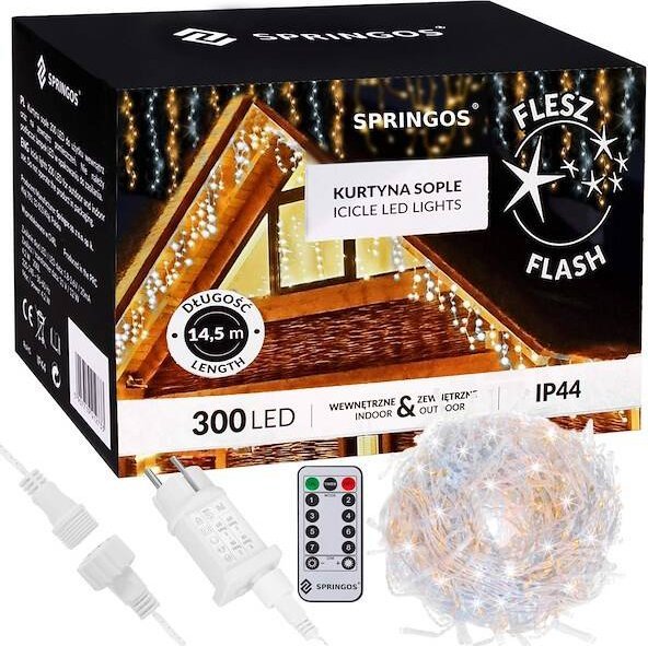 Świąteczna Springos Kurtyna 300 led girlanda