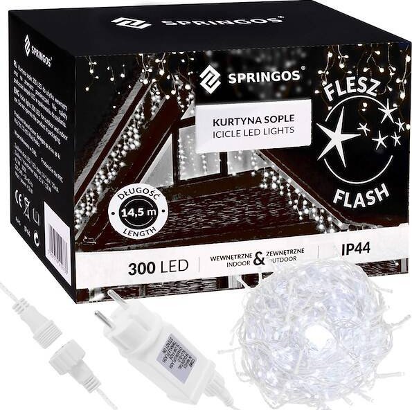 Świąteczna Springos Kurtyna 300 led girlanda
