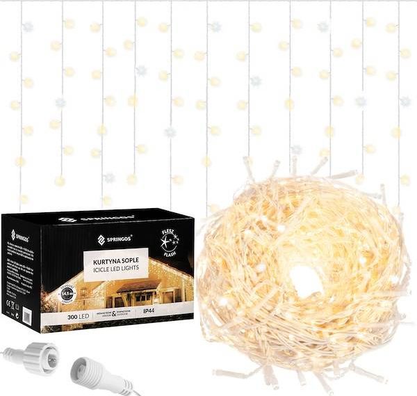 Świąteczna Springos Kurtyna 300 led girlanda