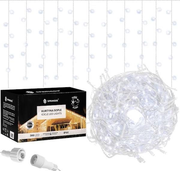 Świąteczna Springos Kurtyna 300 led girlanda