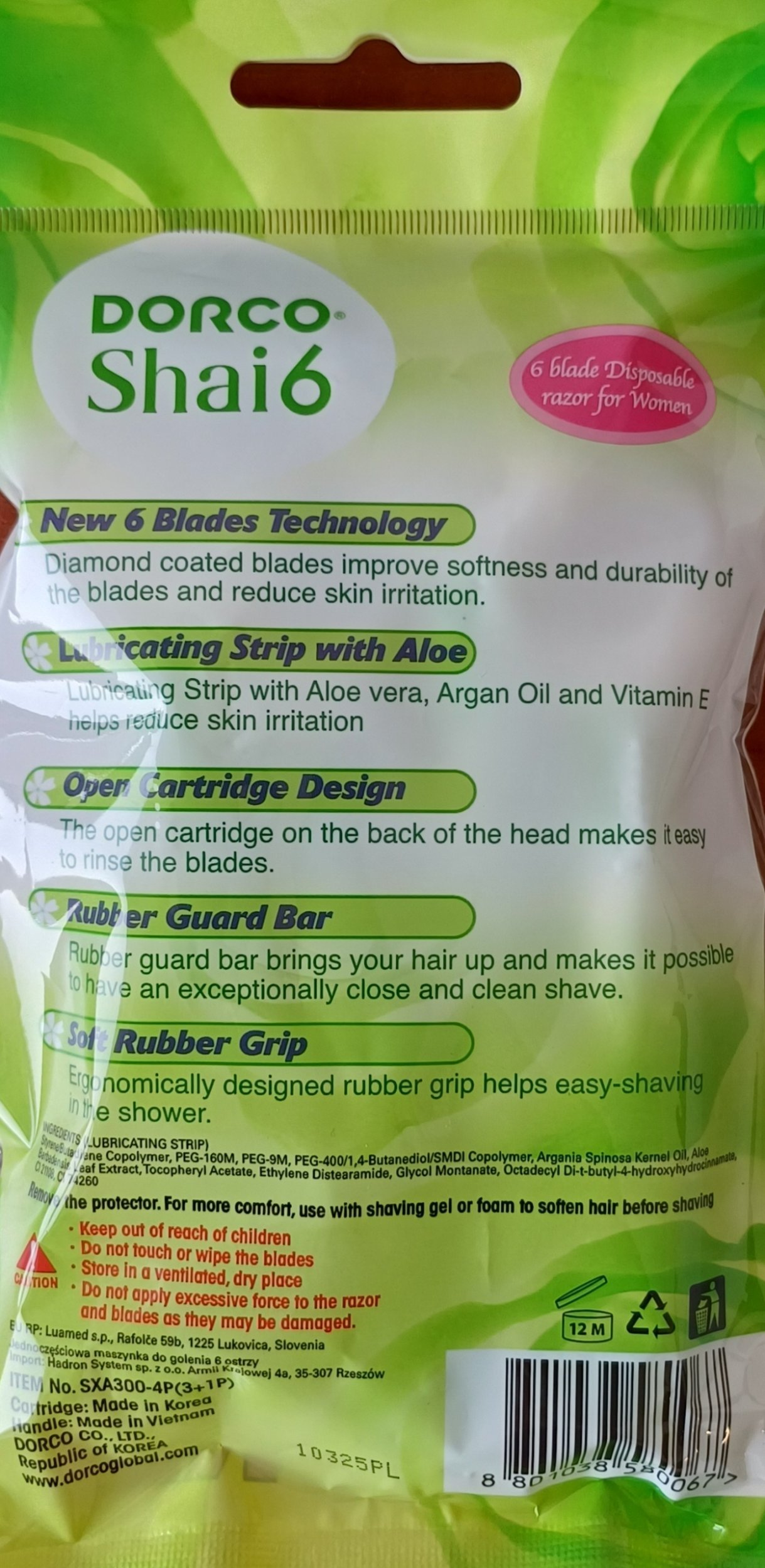 Dorco DORCO Shai 6   jednorazowa damska