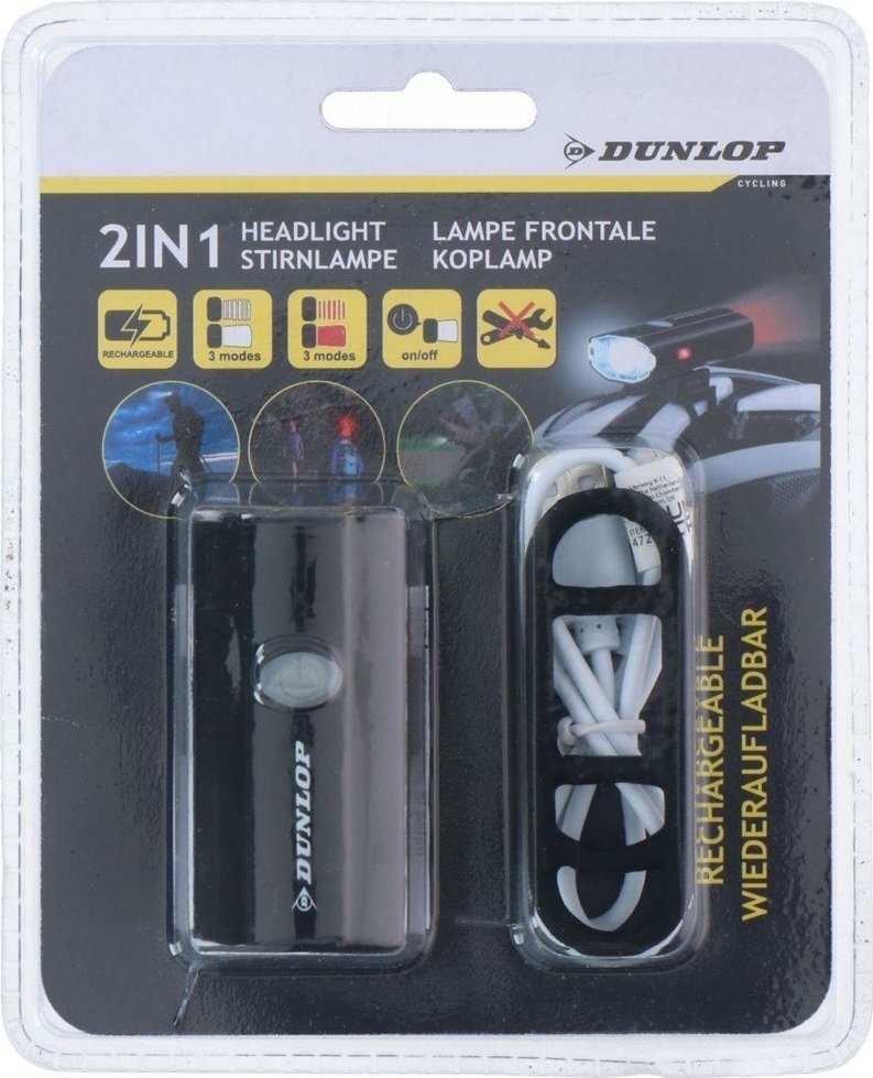 Dunlop LAMPA ROWEROWA ŁADOWANIE usb,  MOCOWANIA
