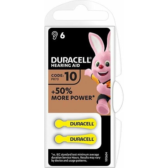 Duracell  cynkowo-powietrzna., ZA10, PR70, AC10, DA230aparatów