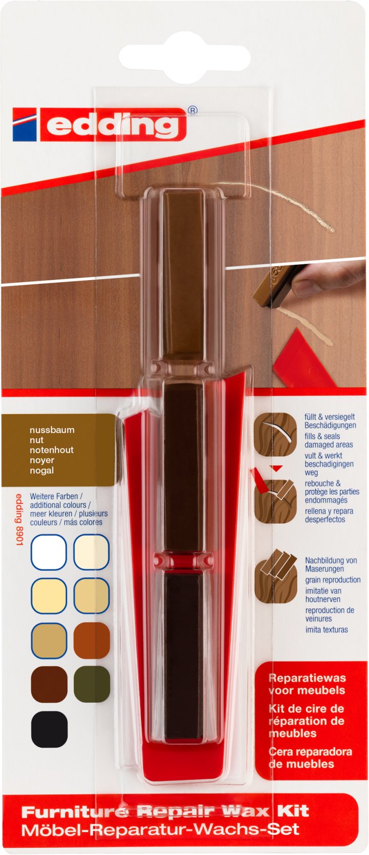 Edding Furniture Repair Wax Kit Walnut