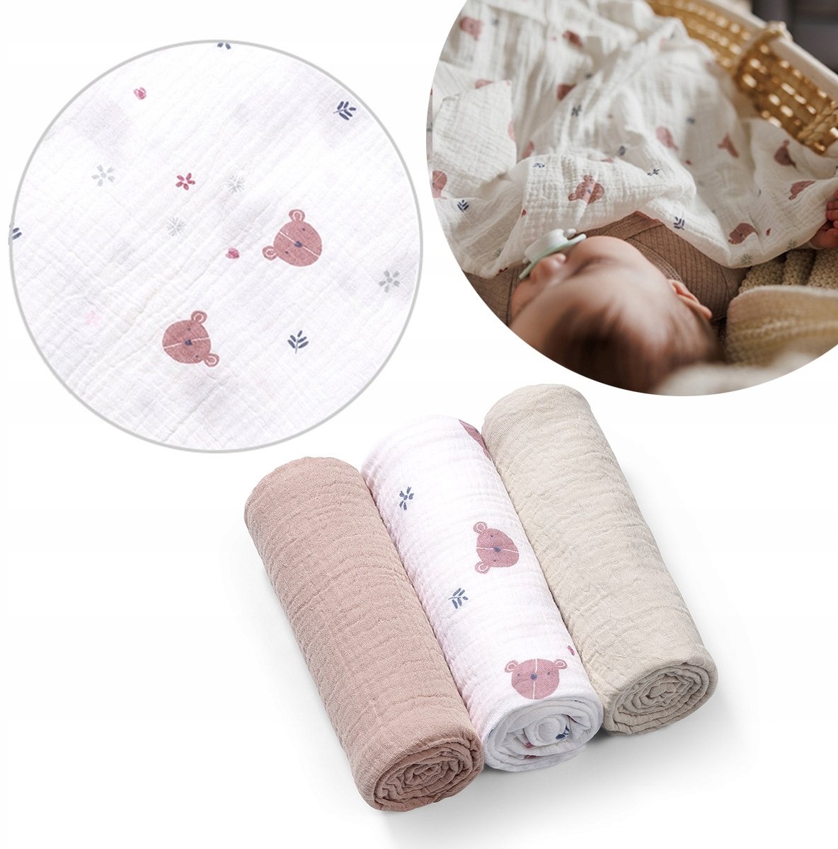 EgaKids BABY ONO 828/03 PIELUSZKI muślinowe