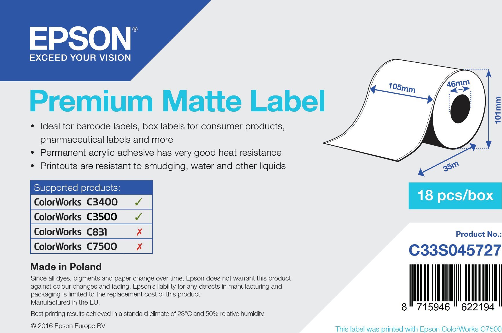 Epson Epson Premium Matte Label Cont