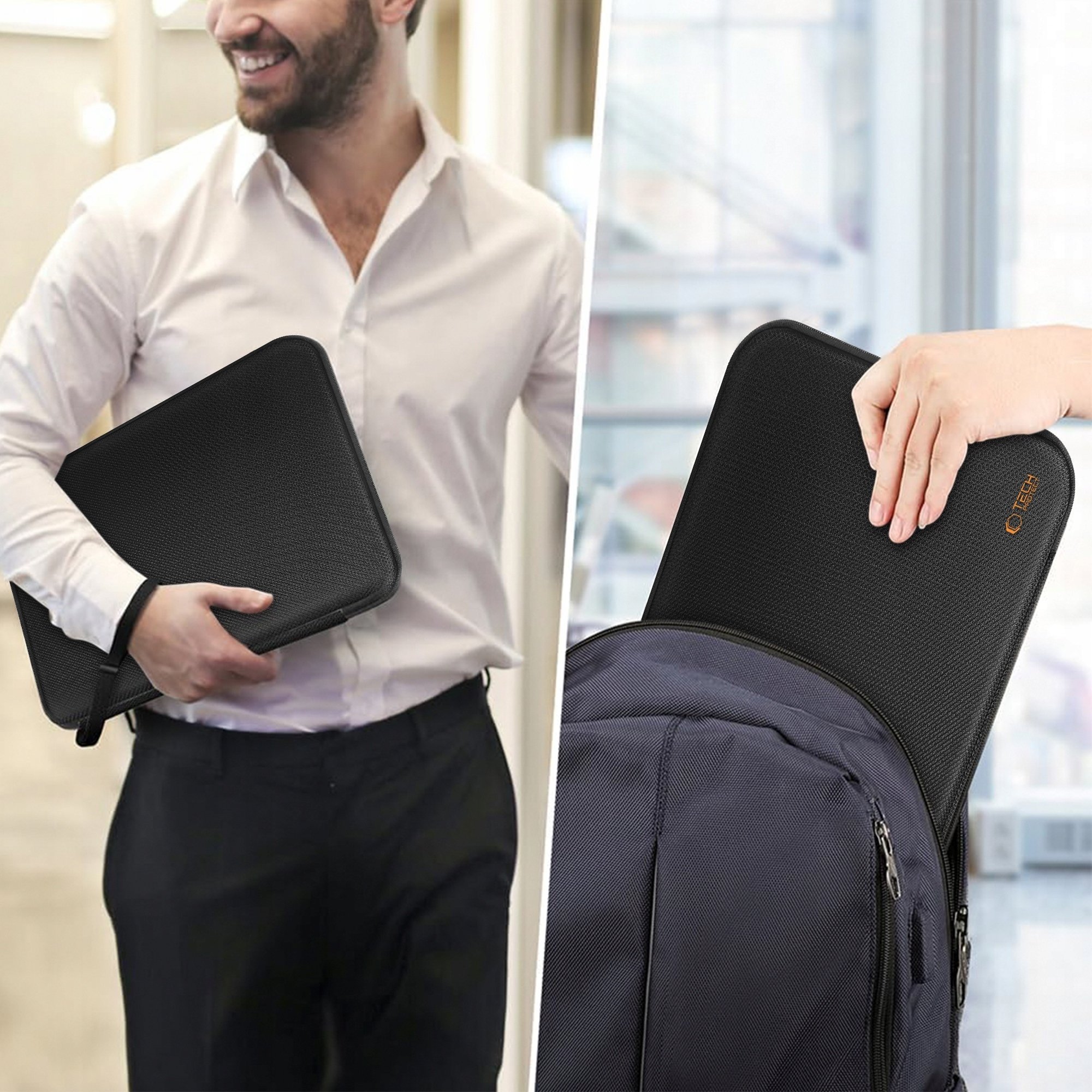 Etui Tech-Protect HARDPOUCH LAPTOP 13-14 BLACK/ORANGE