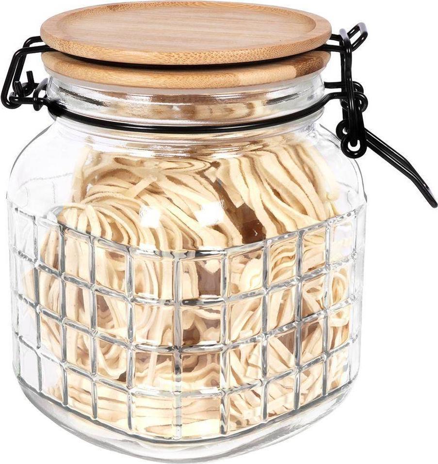 Excellent Houseware szklany z pokrywką bambusową