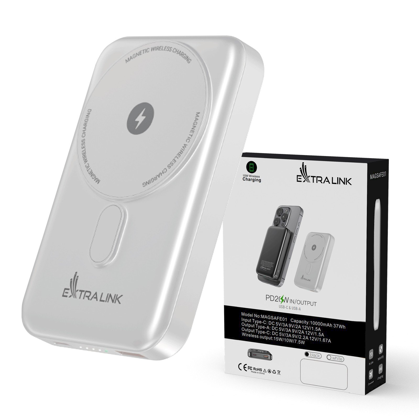 Extralink MagSafe10000 mAh White Ārējais s