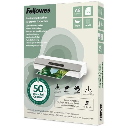 Fellowes Folie laminacyjne Eco* 100Matte A6