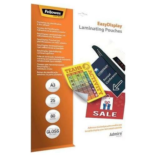 Fellowes LAR POUCH ADHESIVE/A3 80 25PCS