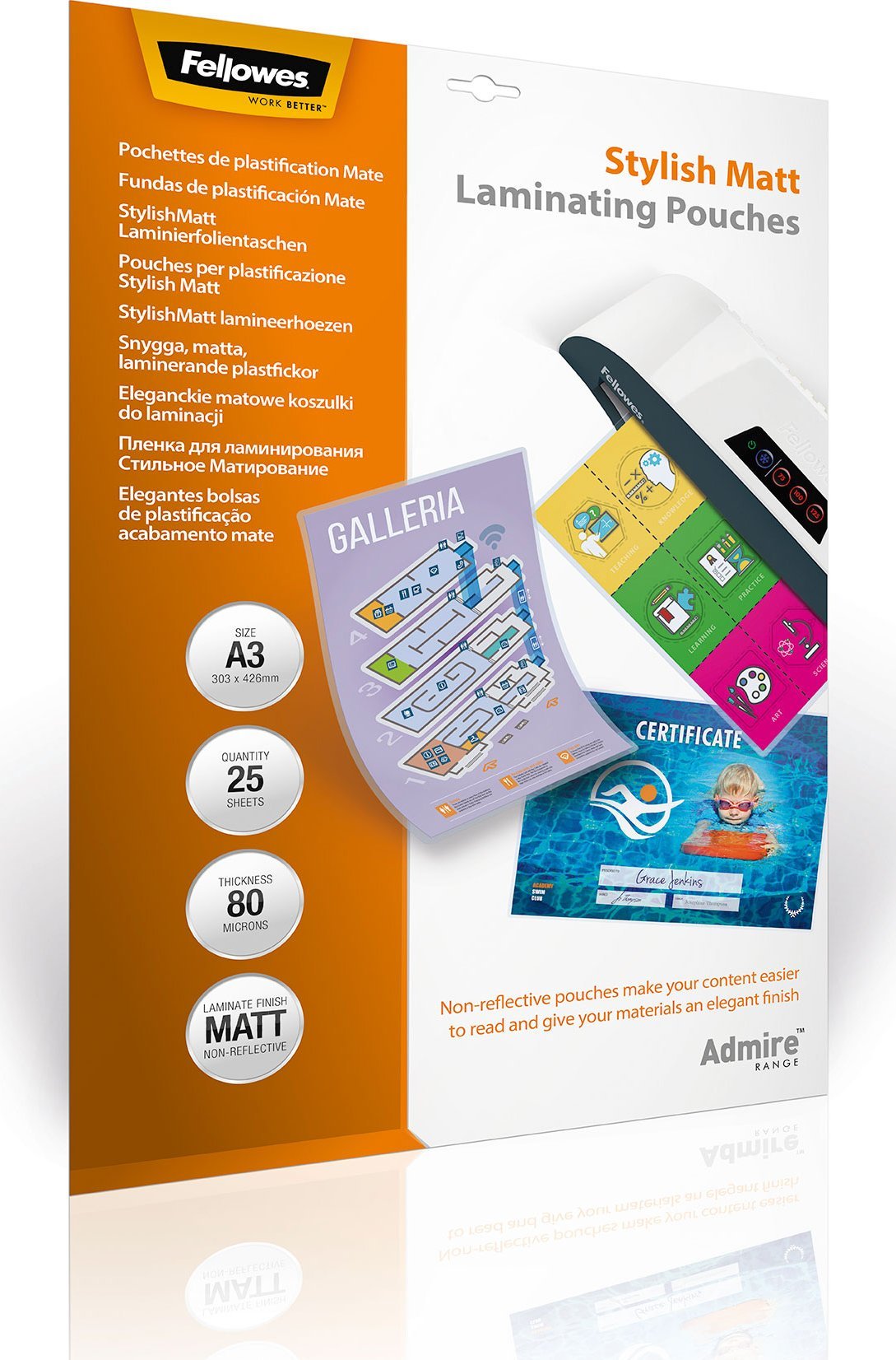 Fellowes LAR POUCH STYLISH MATT/A3 80