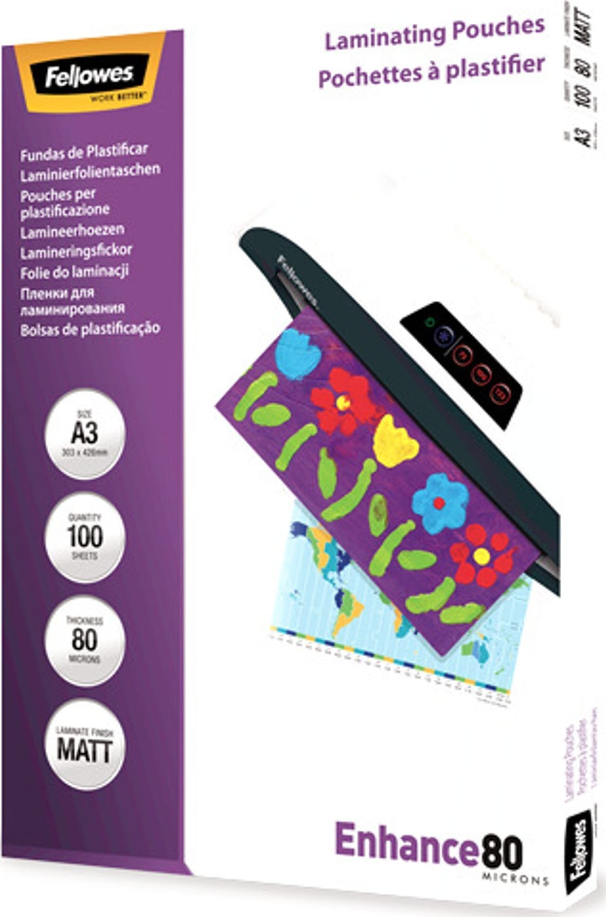 Fellowes Matt laminating pouches 80 micron