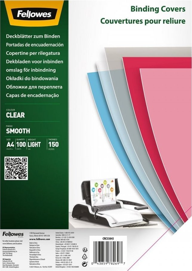 Fellowes Okładki do bindowania Smooth A4/150µm