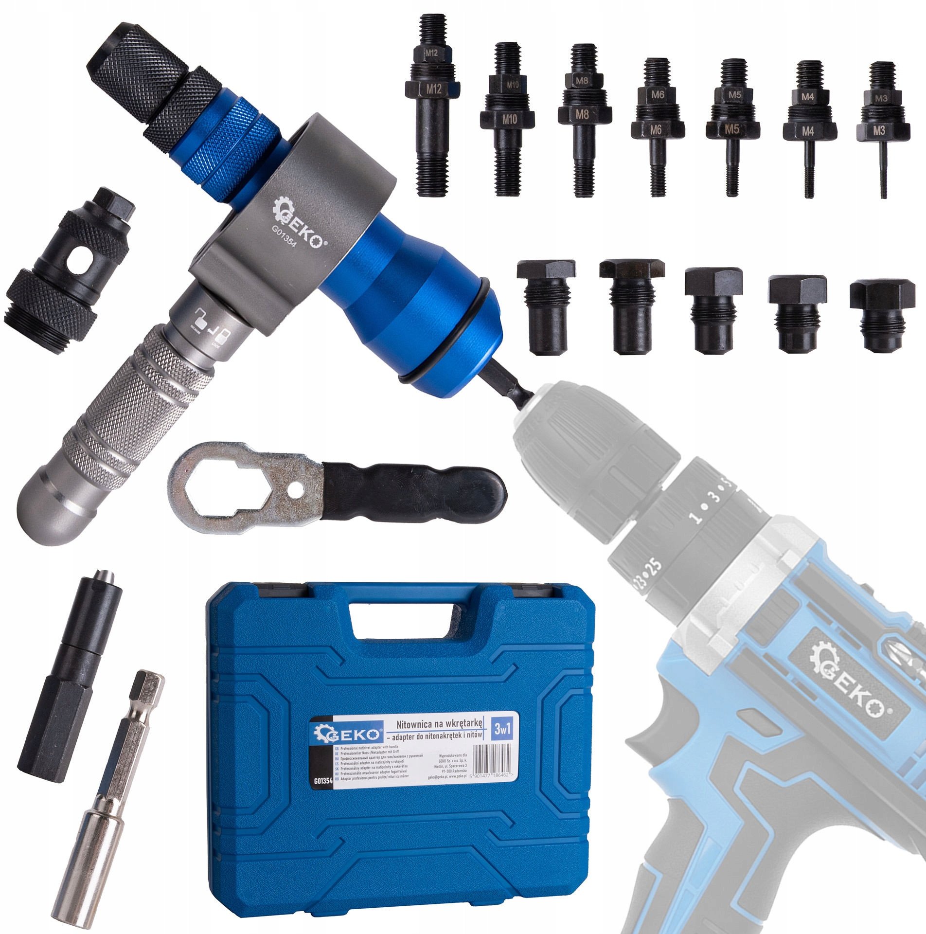 Geko Nitownicawkrętarkę – adapter do nito