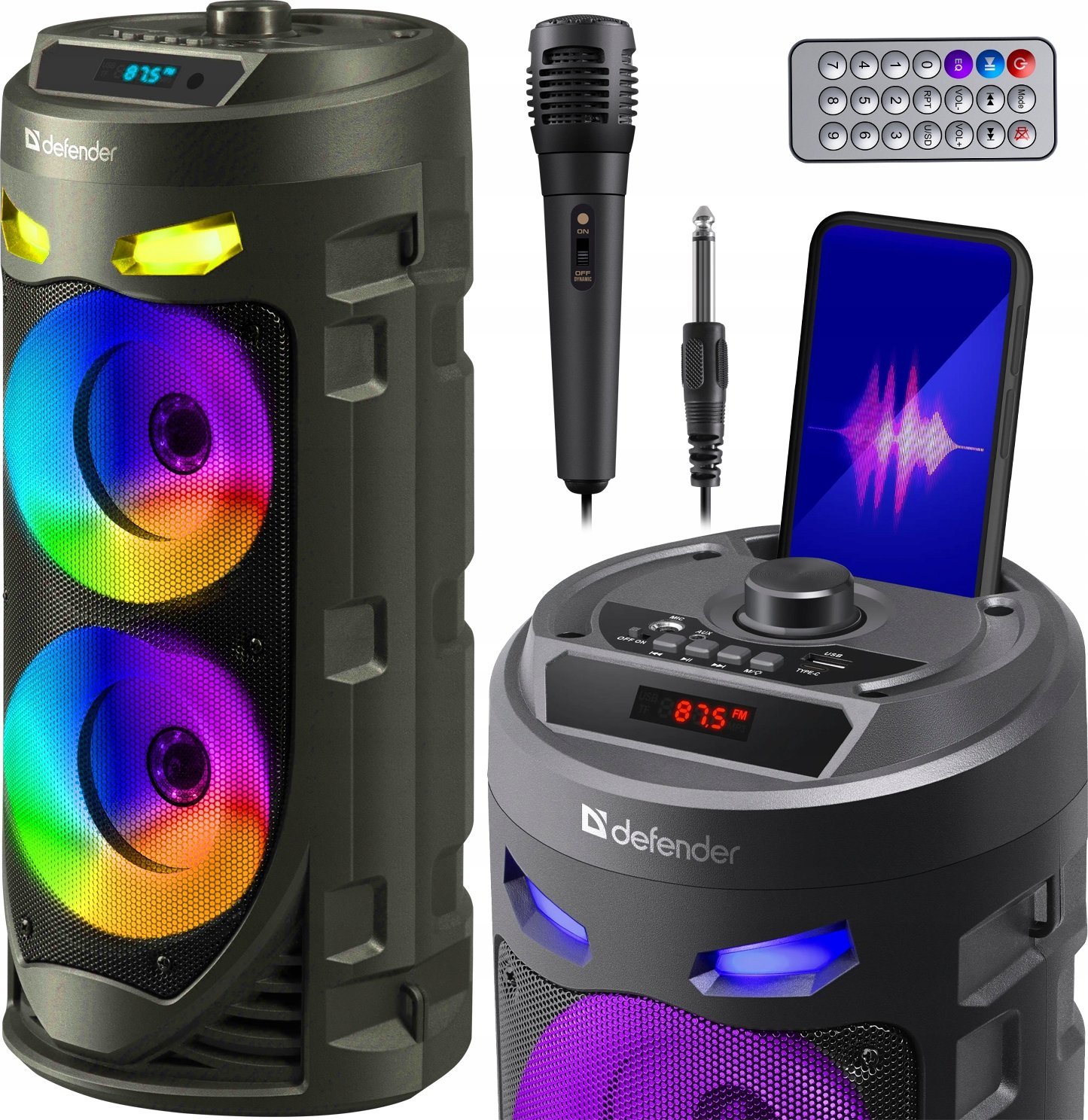 Defender CRASHBOOM Bluetooth 16W MP3/FM/SD/USB/AUX/TWS/LED/MIC/LCD KARAOKE