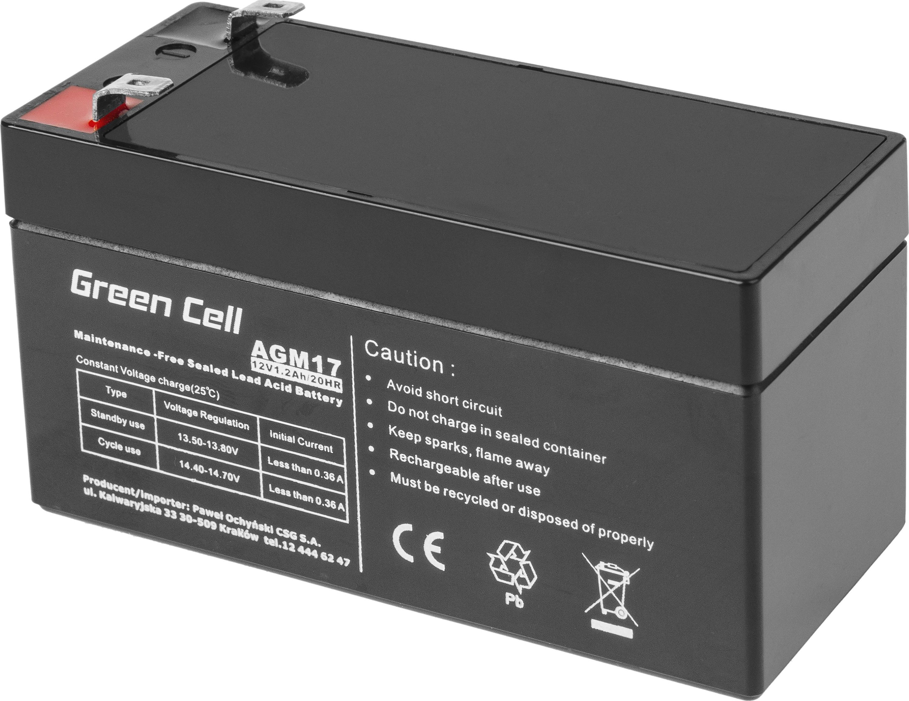 Green Cell  12V/1.2Ah (AGM17) |