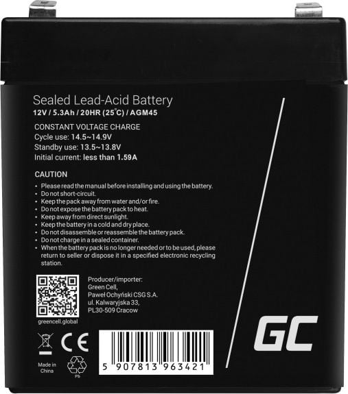Green Cell  12V/5.3h (AGM45) |
